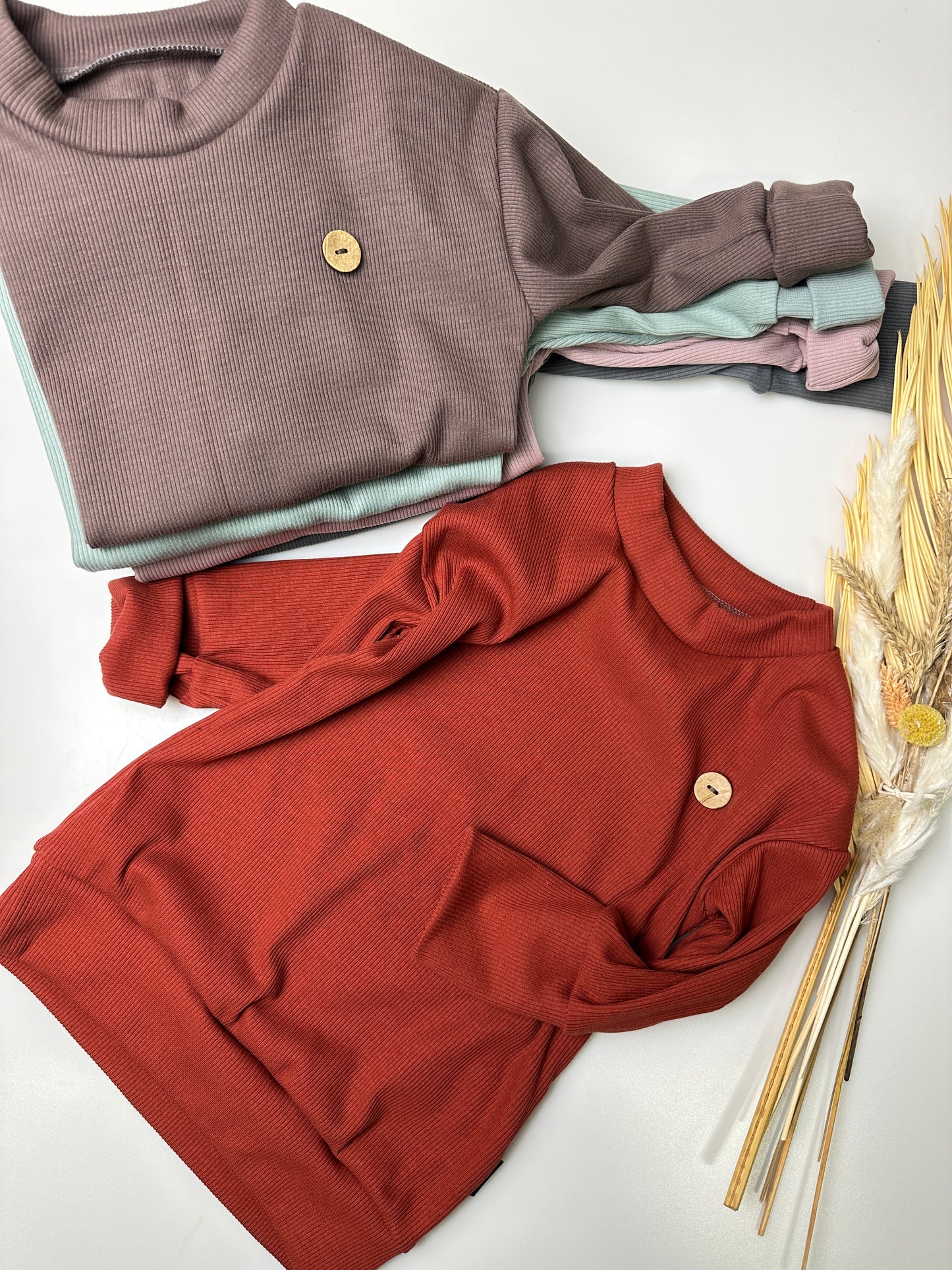 Basic Rib Langarmshirts - versch. Farben