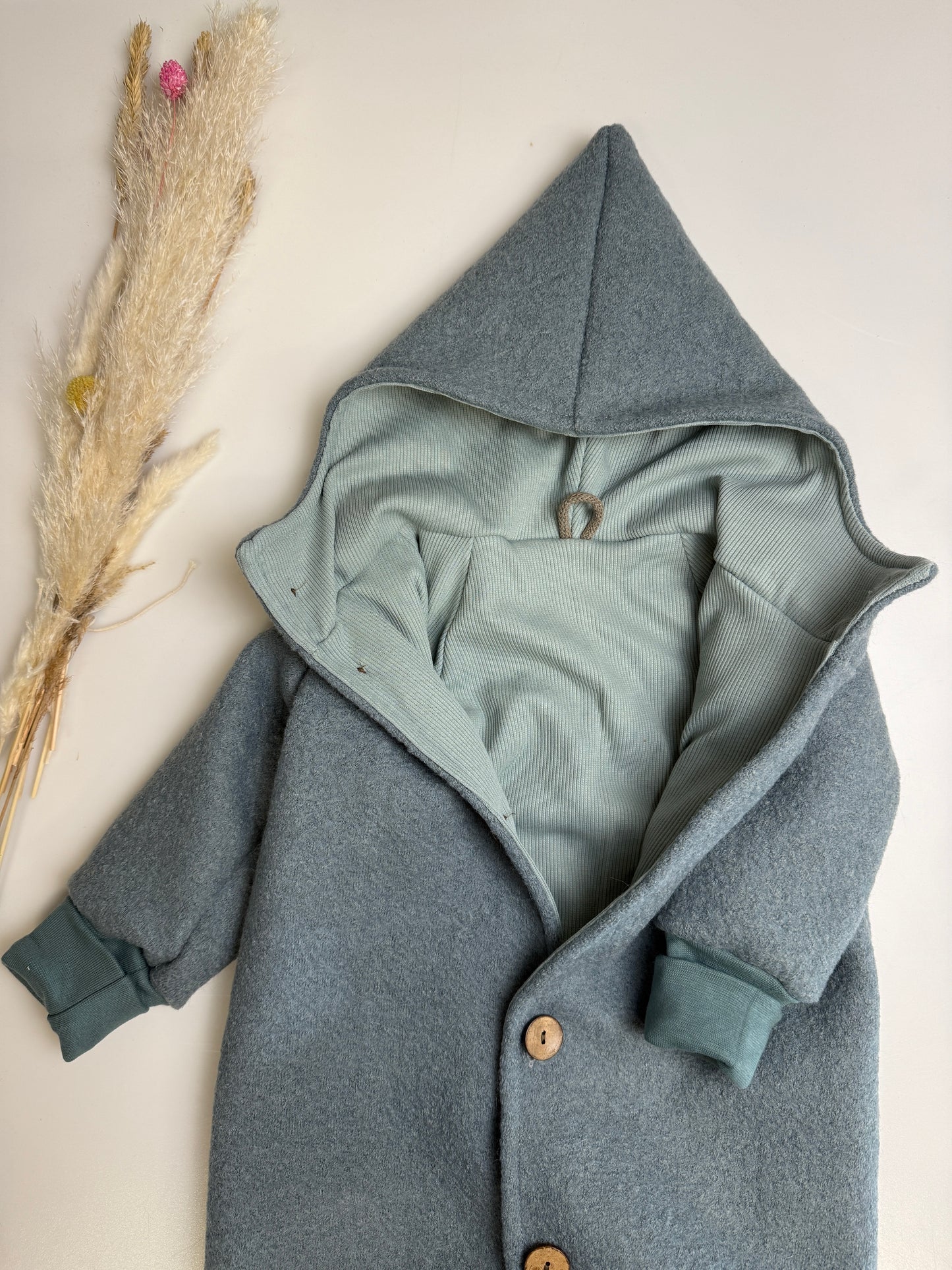 Wollwalk-Overall mit Kapuze – Meer