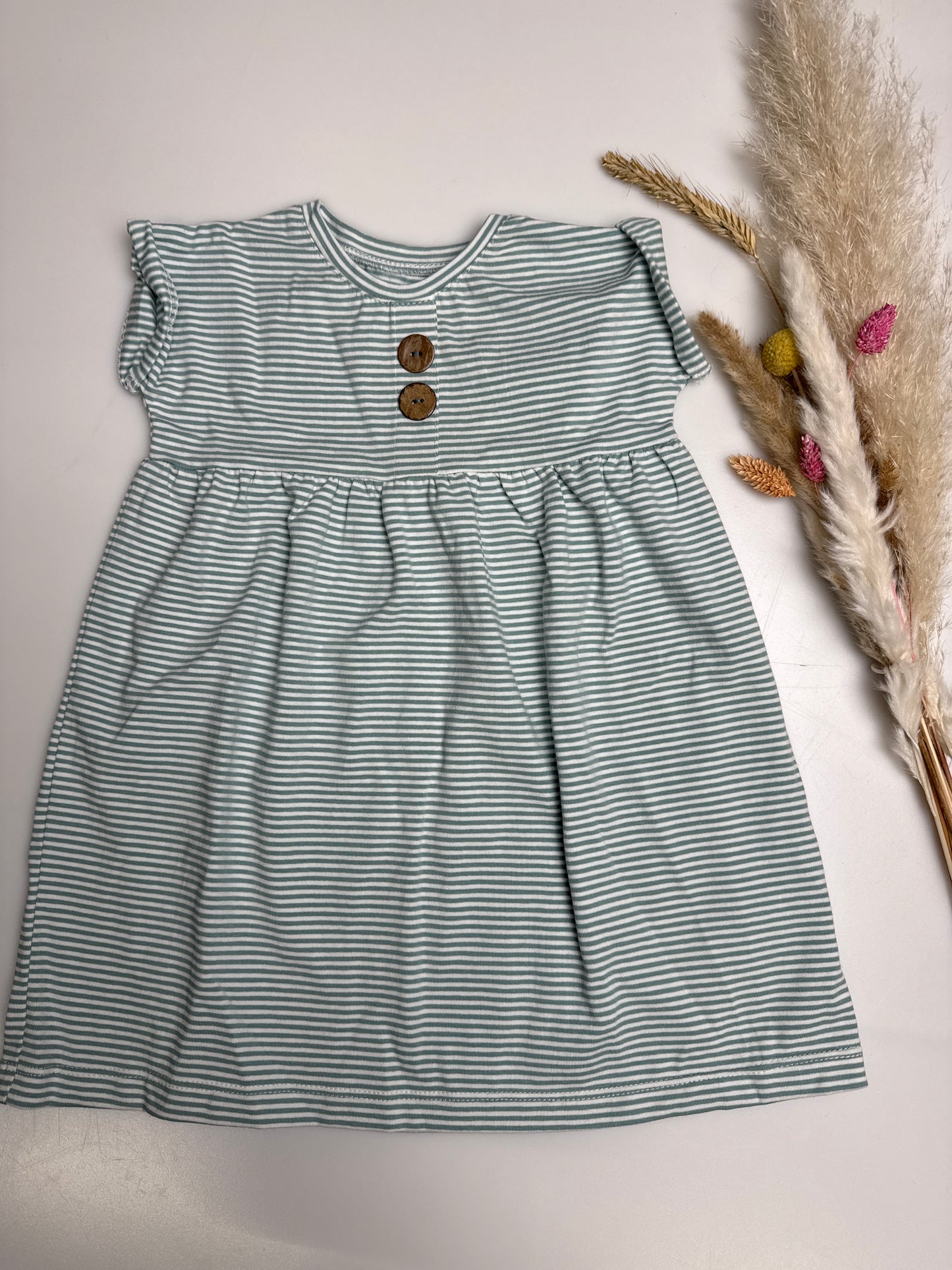 190 Jersey-Kleid - Mint Ringel