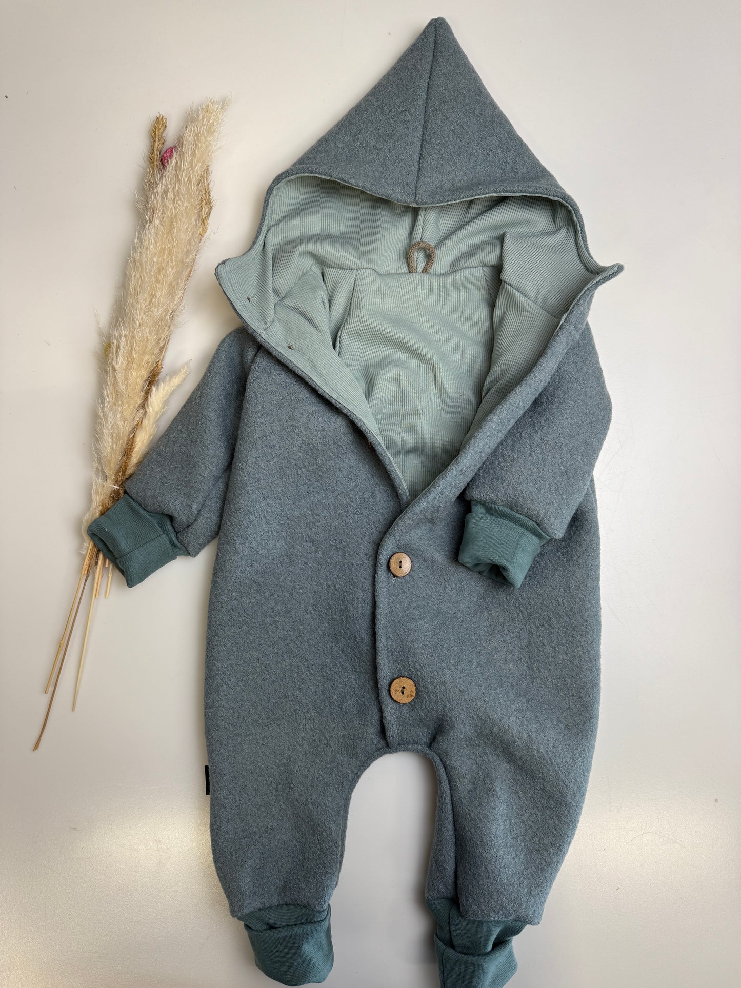 Wollwalk-Overall mit Kapuze – Meer