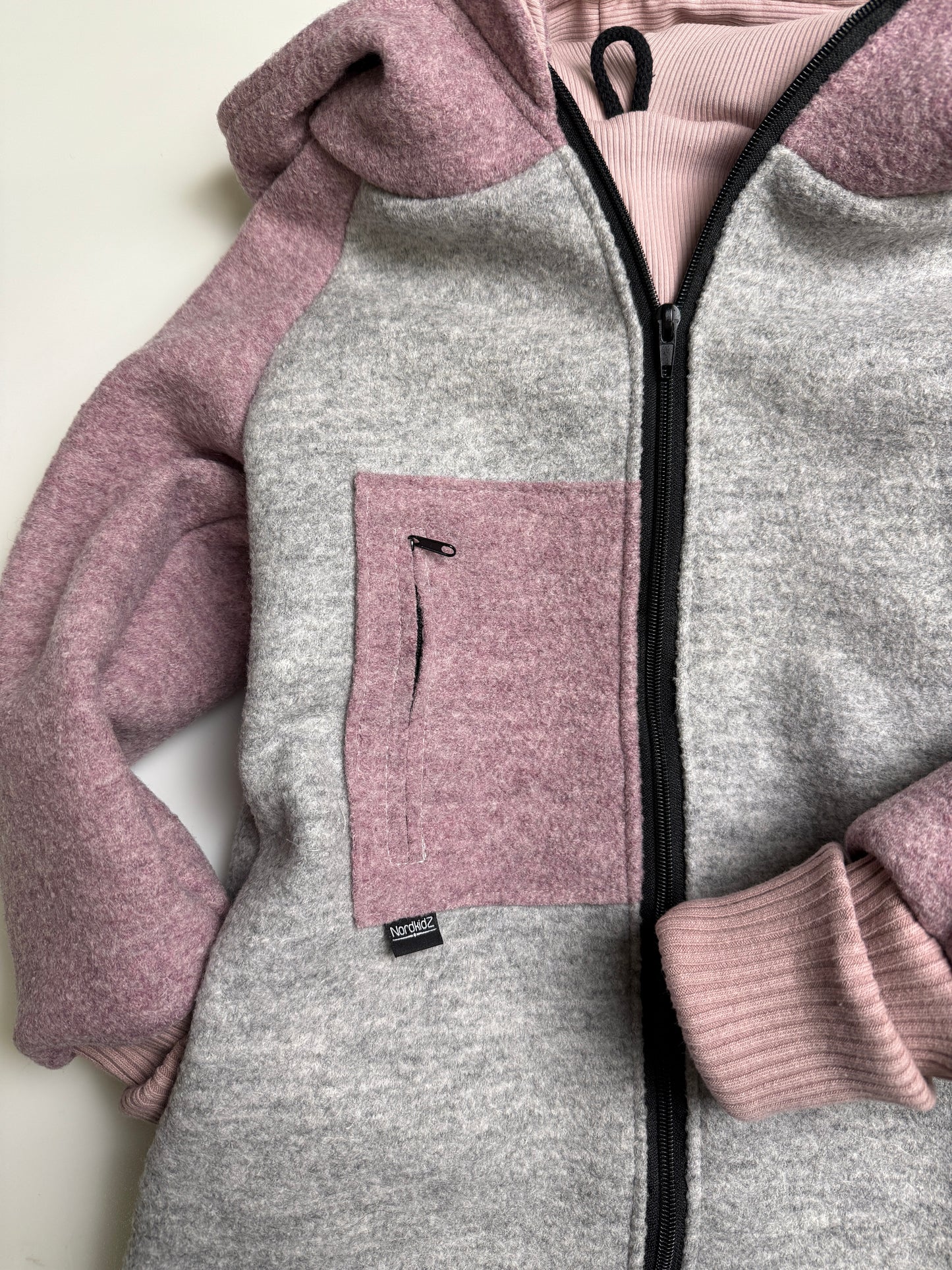 Coolste Wollwalk-Jacke - Stein/altrosa
