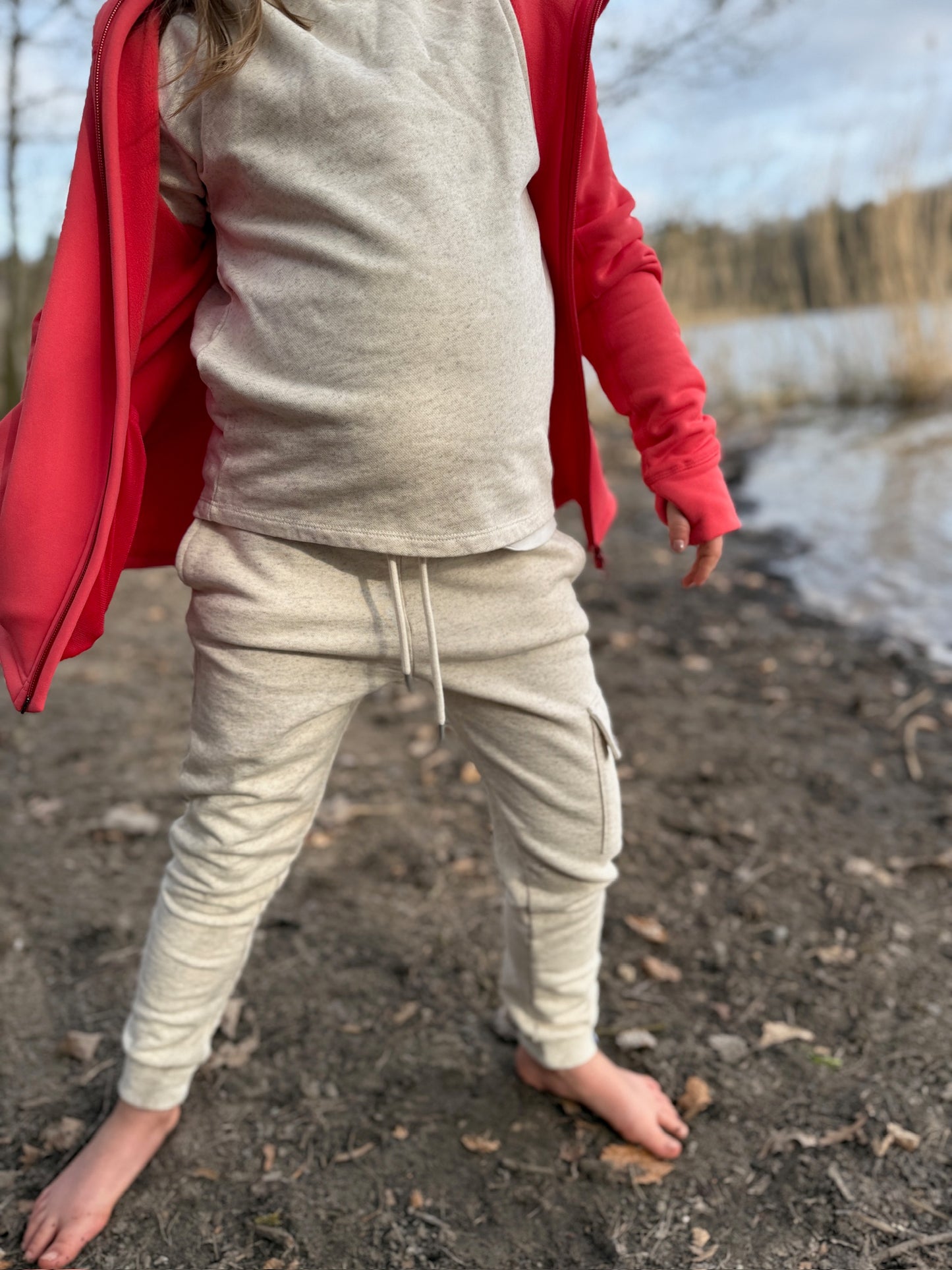 Kinder Sweathose aus Bio-Hanf & Baumwolle – „creme meliert“, robust & unisex