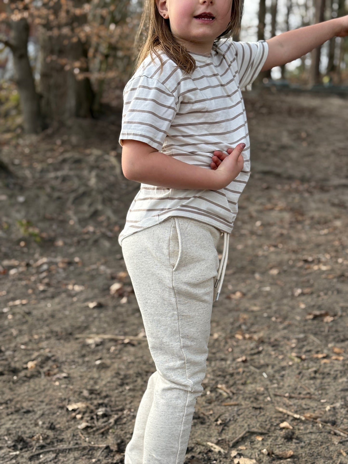 Kinder Sweathose aus Bio-Hanf & Baumwolle – „creme meliert“, robust & unisex