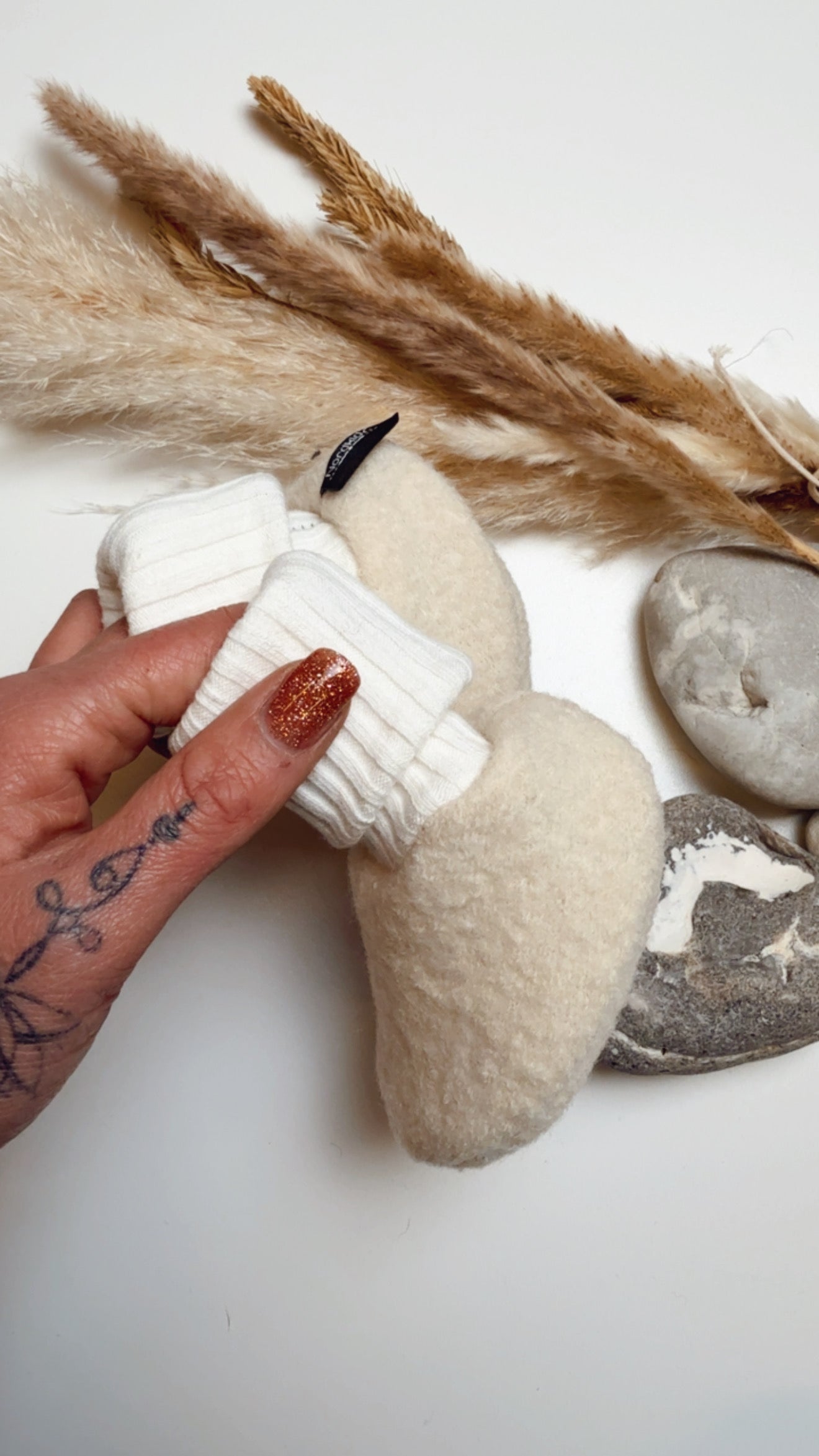 🤍 Wollpuschen für Babys – mitwachsend - Ecru