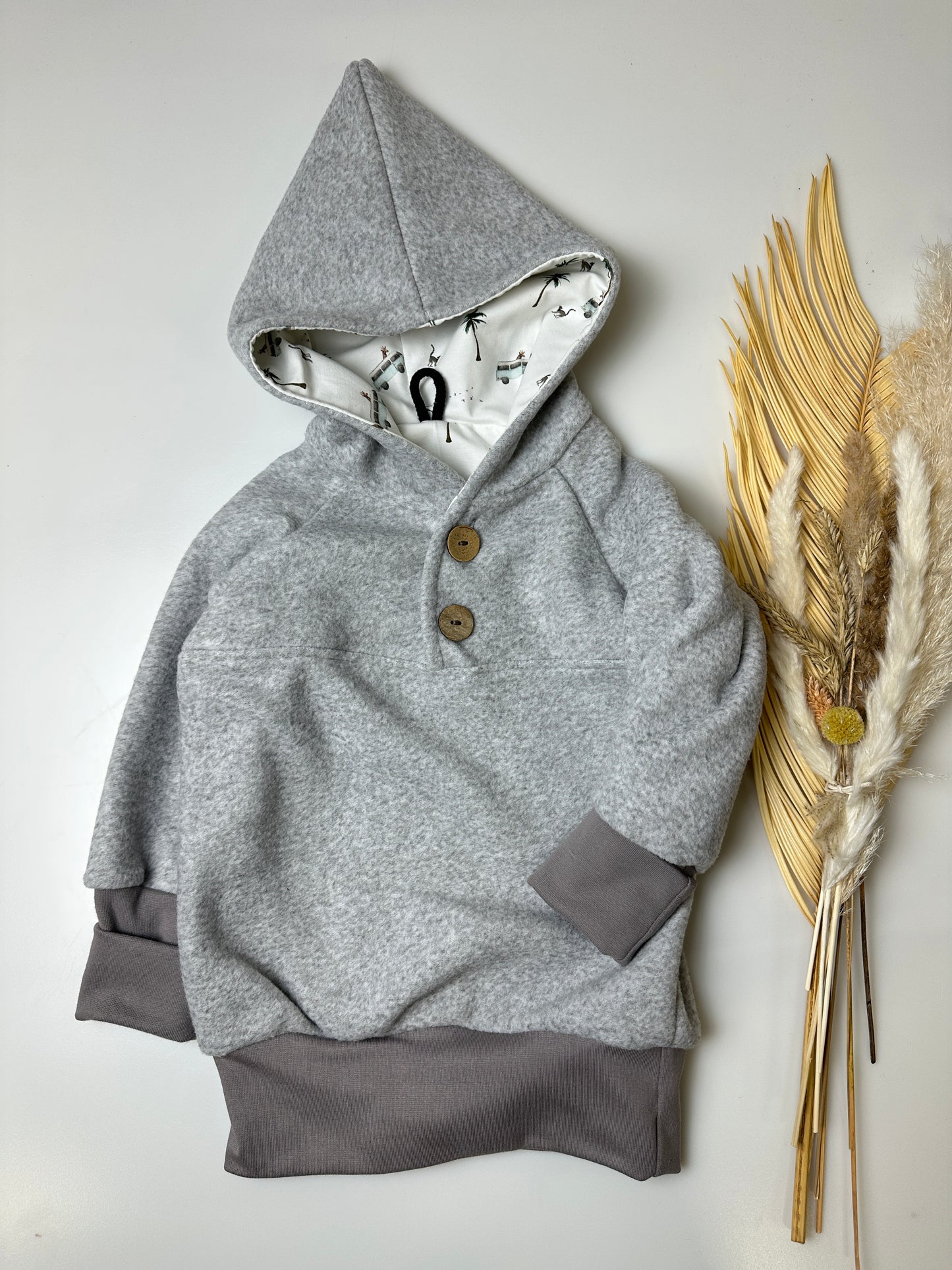 Fleece Outdoor Hoodie - grau