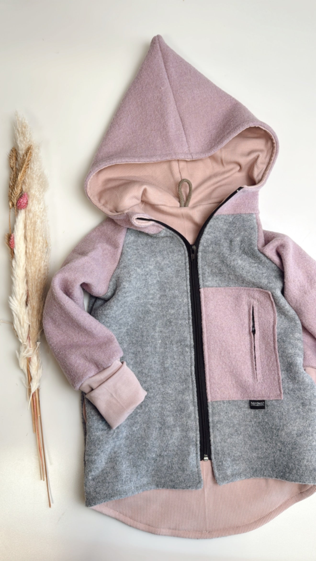 Coolste Wollwalk-Jacke - Stein/altrosa
