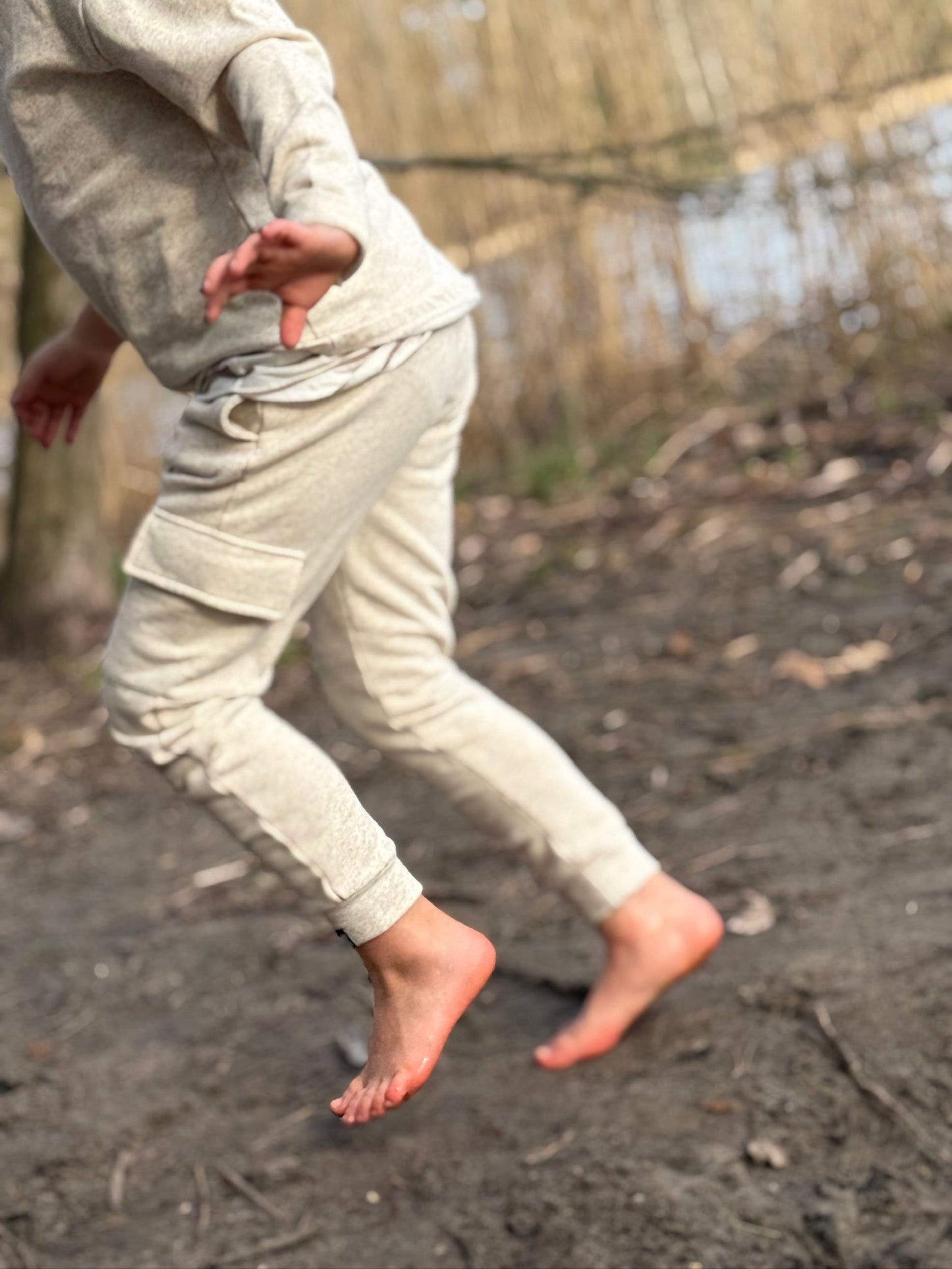 Kinder Sweathose aus Bio-Hanf & Baumwolle – „creme meliert“, robust & unisex