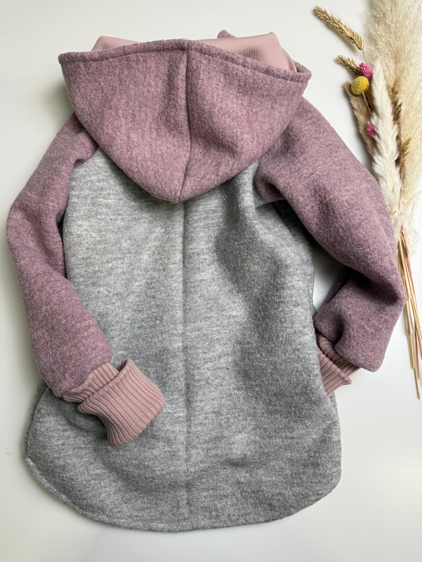 Coolste Wollwalk-Jacke - Stein/altrosa