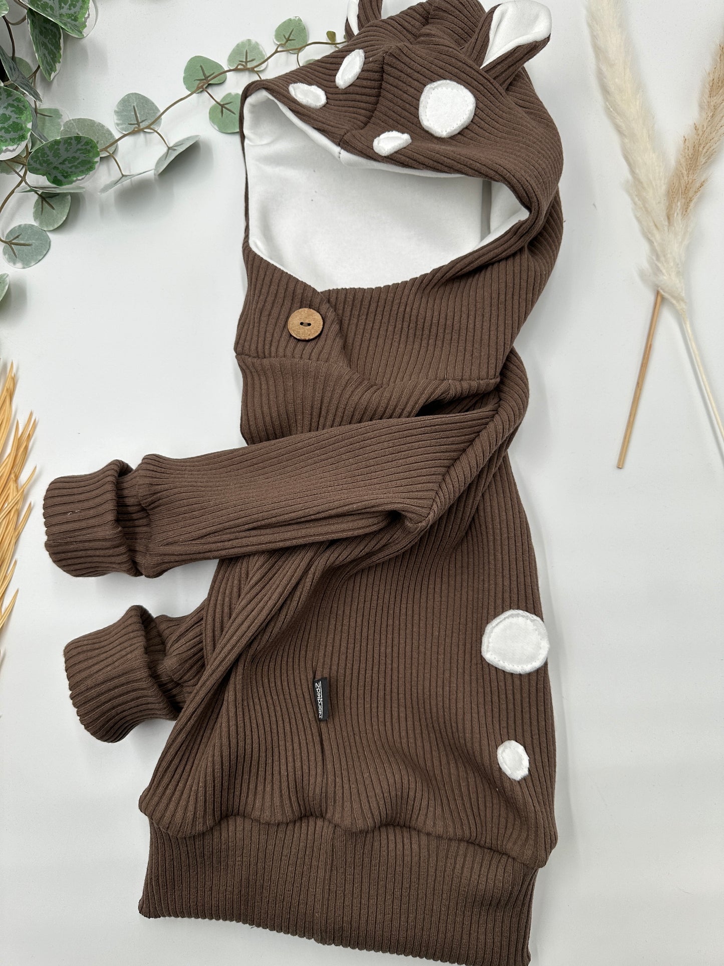 Rib Hoodie „Rehlein“ (hellbraun/dunkelbraun)
