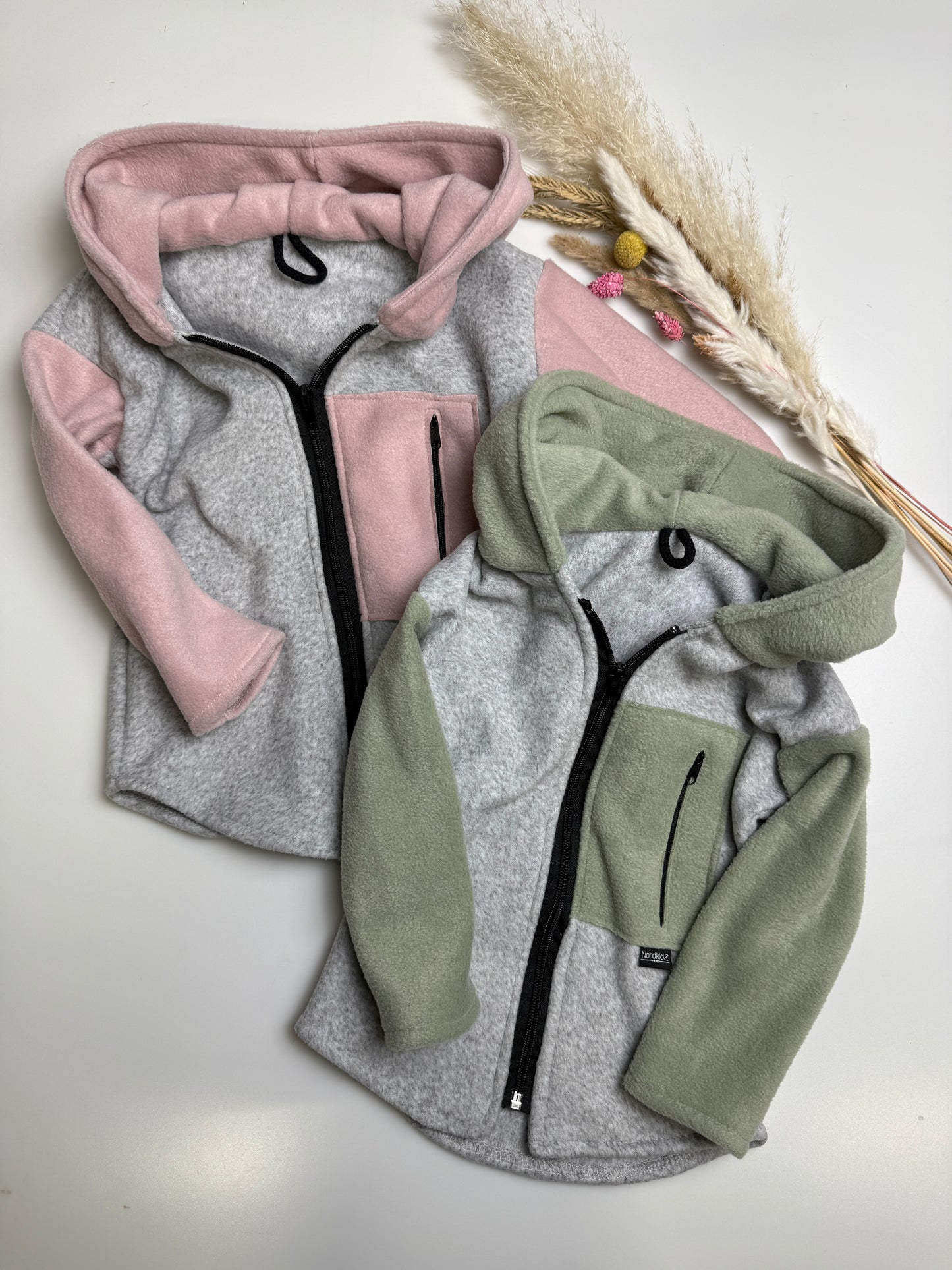 Coolste Fleecejacke - Grau rosa/mint