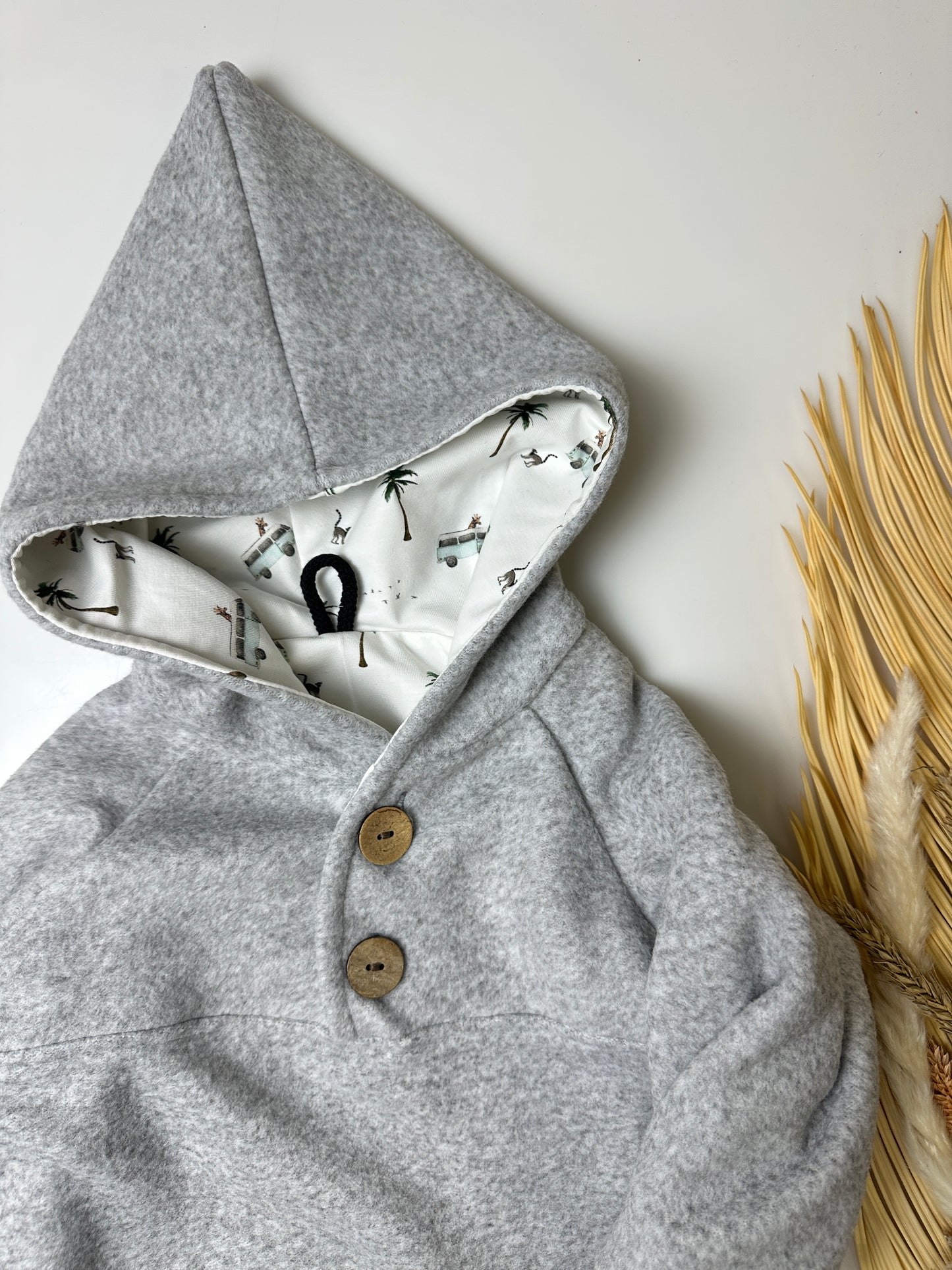 Fleece Outdoor Hoodie - grau