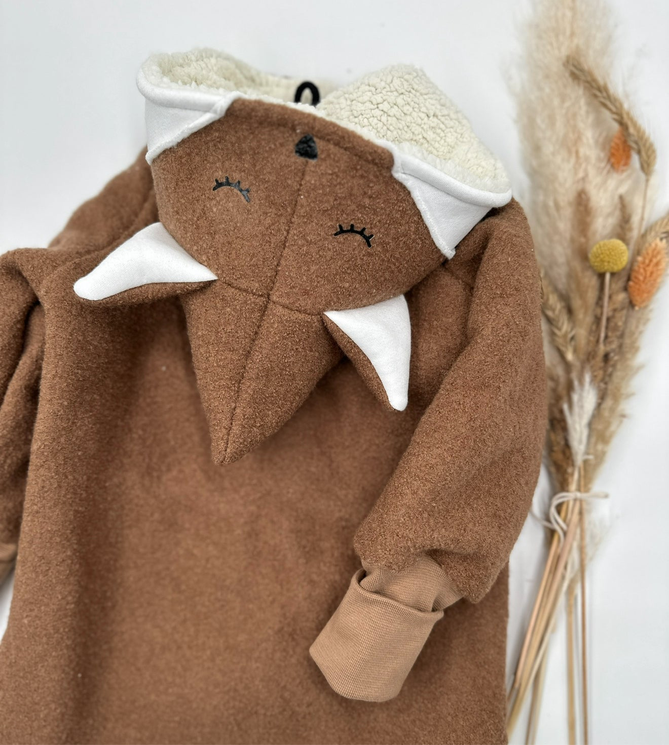 Fuchs Wollwalk-Overall mit Kapuze und Teddyfutter