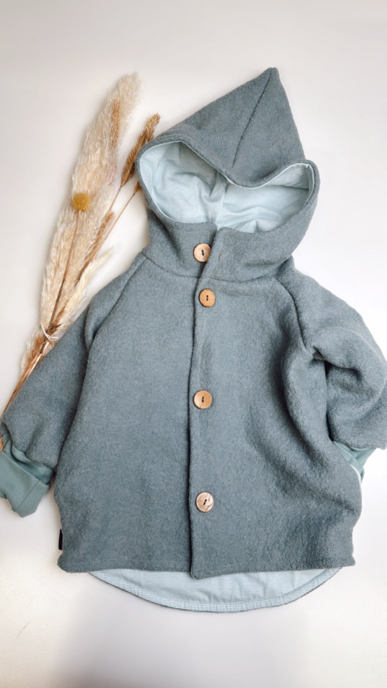 Kinder-Wolljacke – 100% Schurwolle, gefüttert mit Baumwolljersey – Meer