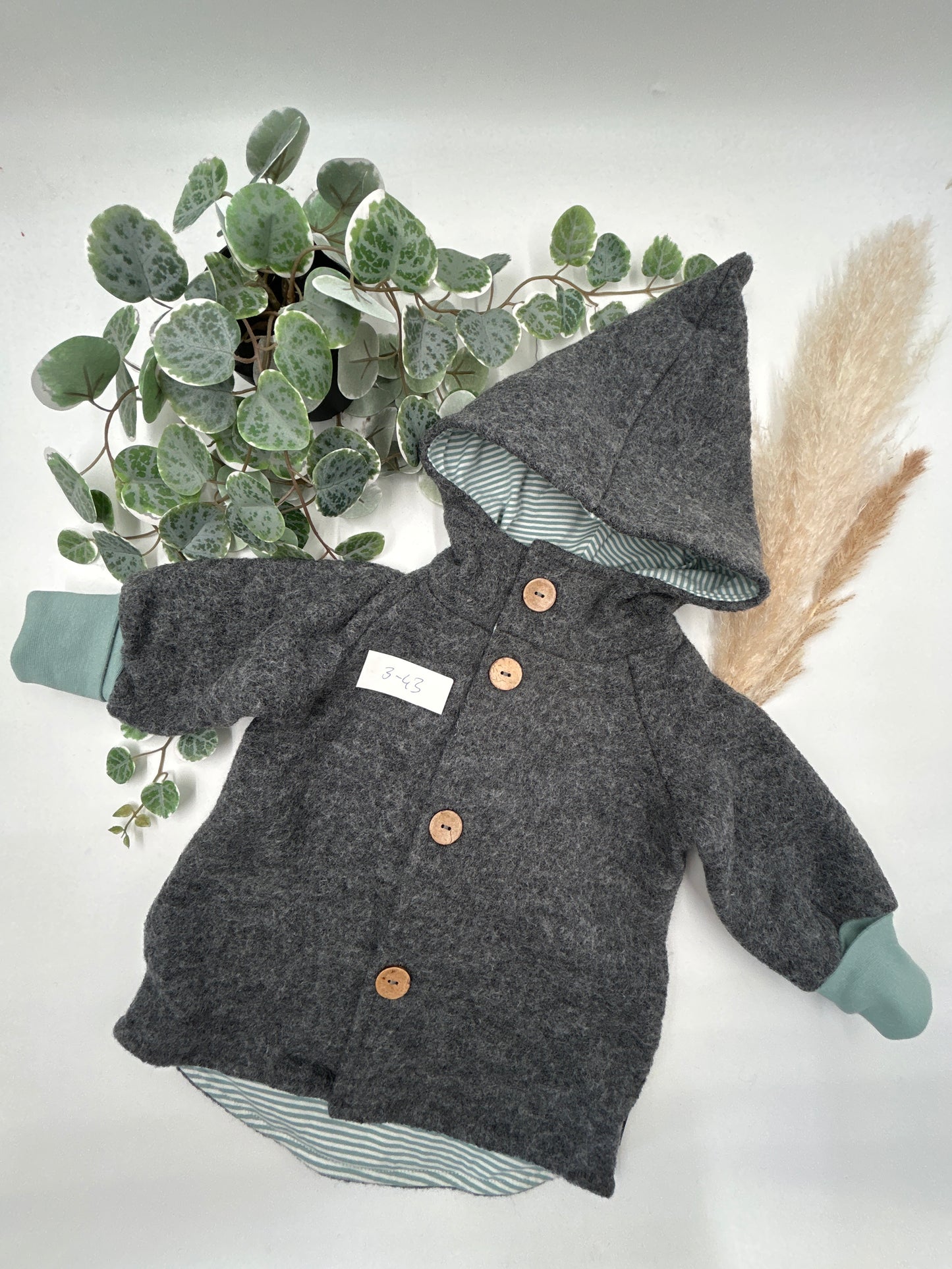Walkjacke - Stein/Mint Gr. 3, 74/80 (3_43)