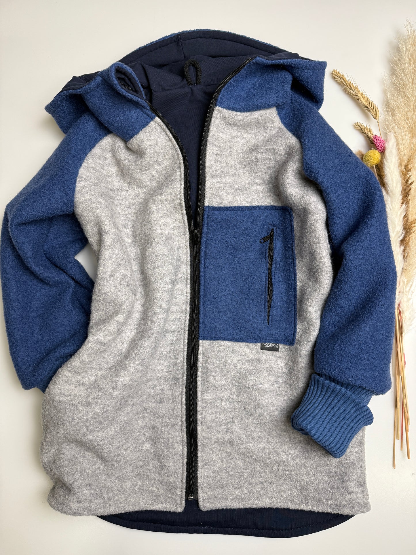 Coolste Wollwalk-Jacke - Stein/blau