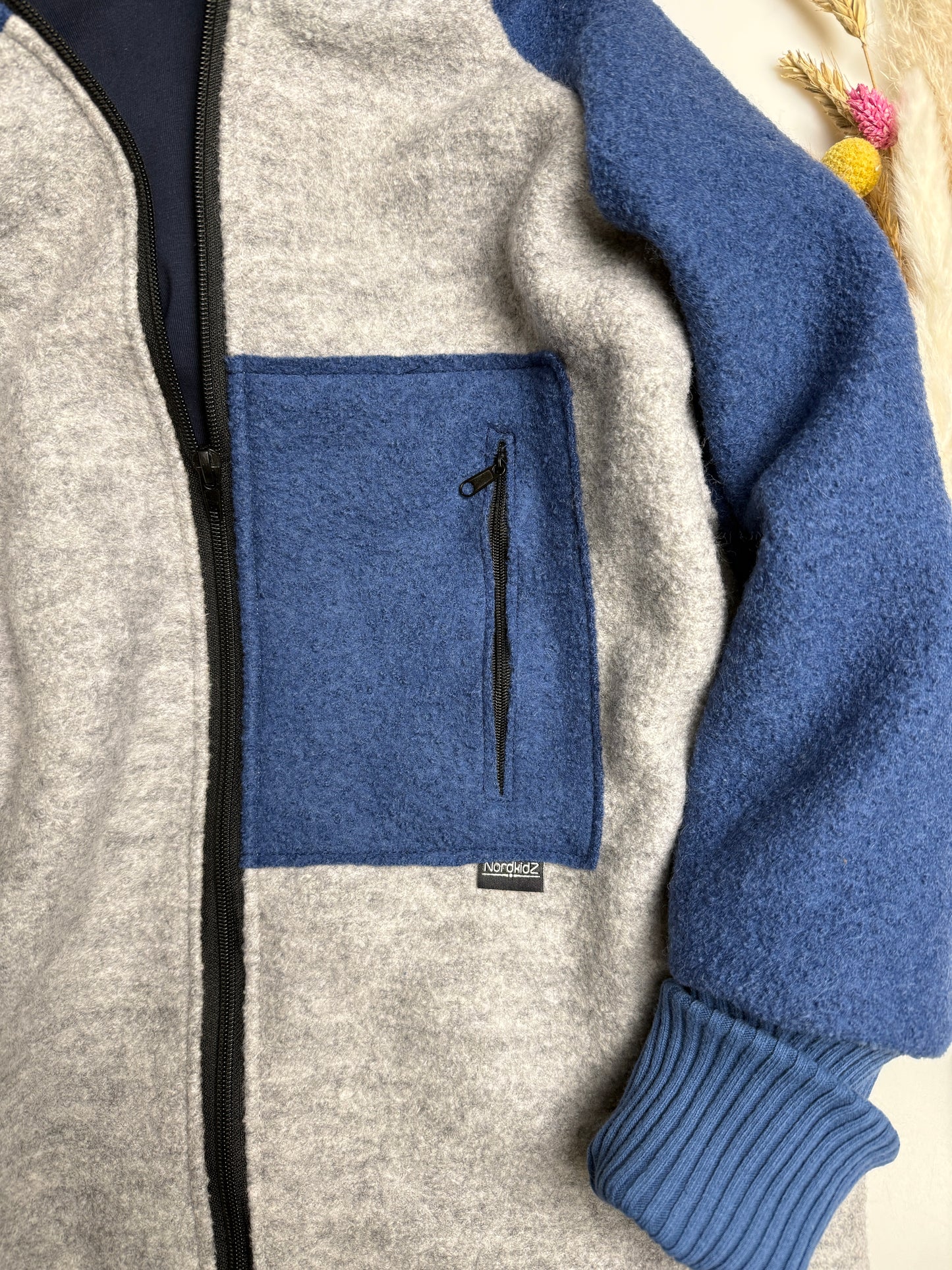 Coolste Wollwalk-Jacke - Stein/blau