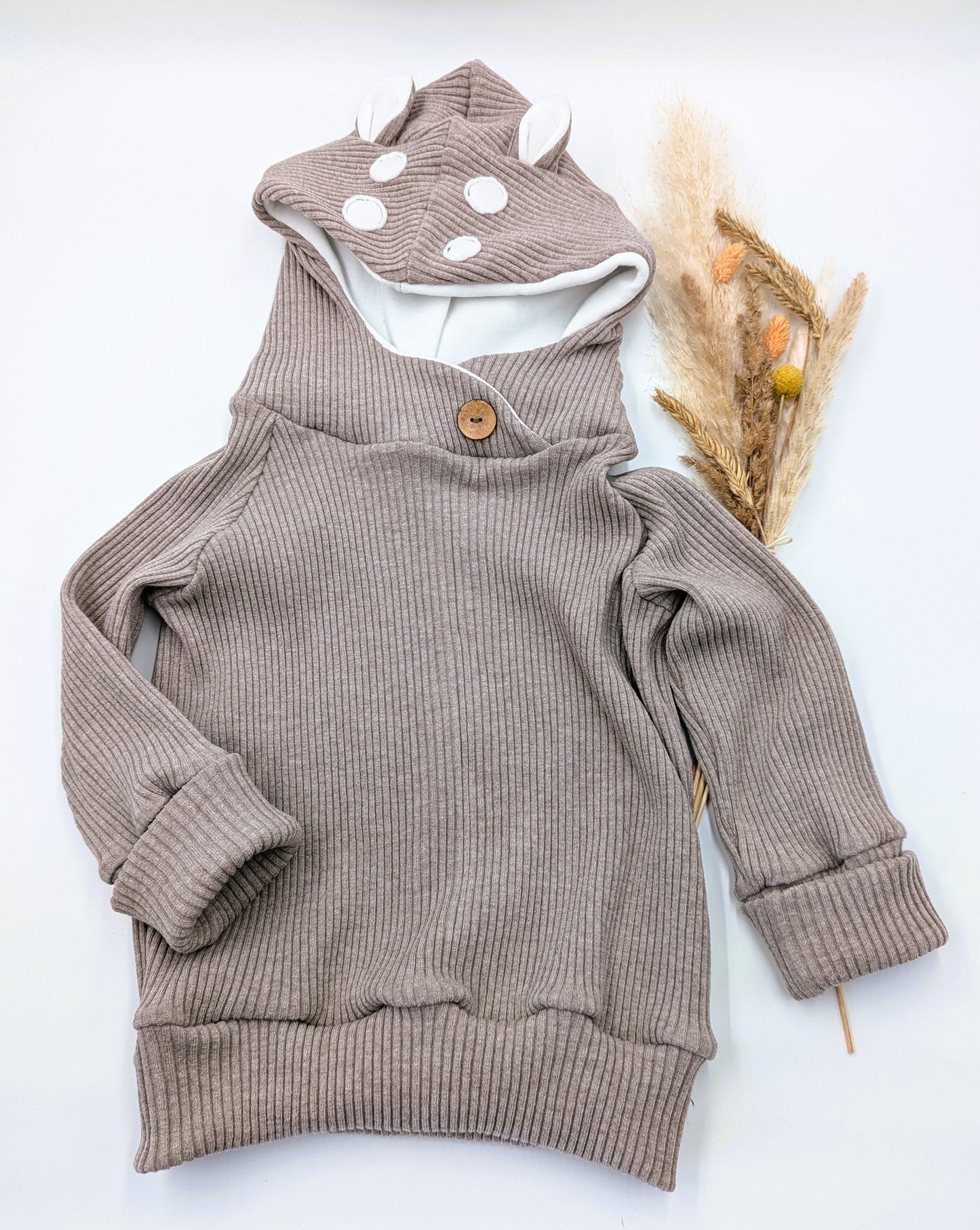 Rib Hoodie „Rehlein“ (hellbraun/dunkelbraun)