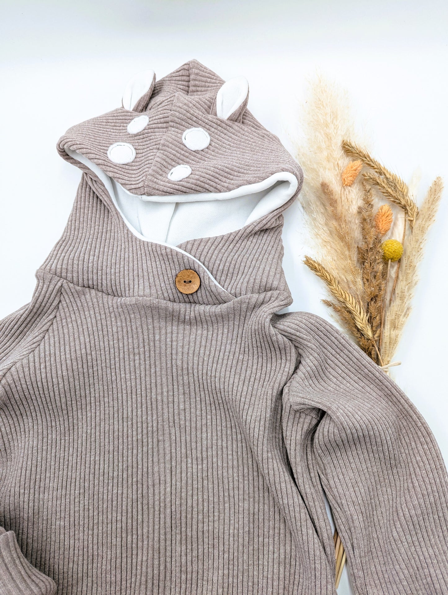 Rib Hoodie „Rehlein“ (hellbraun/dunkelbraun)