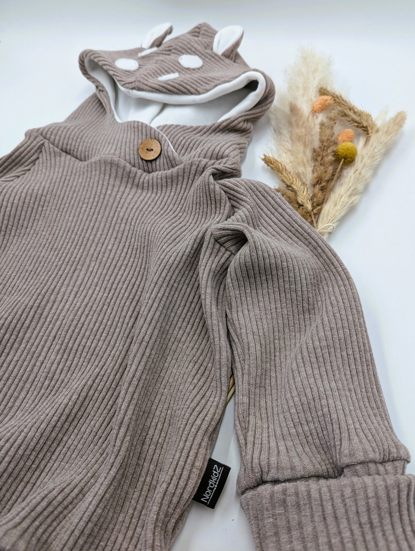 Rib Hoodie „Rehlein“ (hellbraun/dunkelbraun)