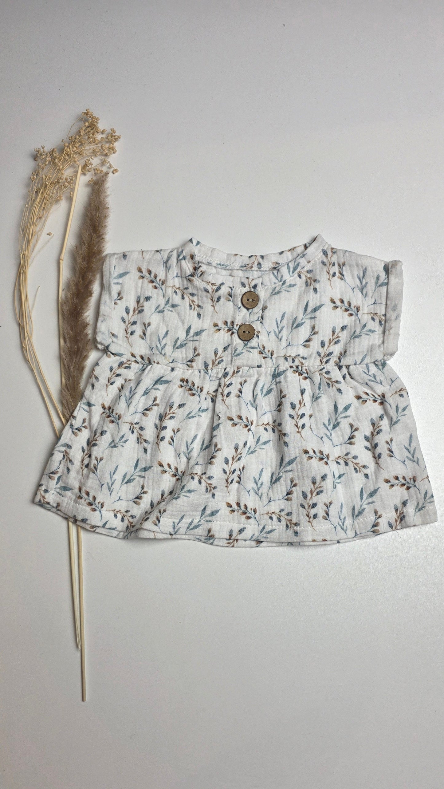 Musselin Tunika Blumen - Gr. 2- 62/68