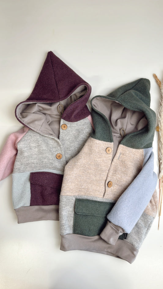 🧥♻️ Bunte Reststoff- WALK Schlupf-Jacken – Nachhaltig, einzigartig