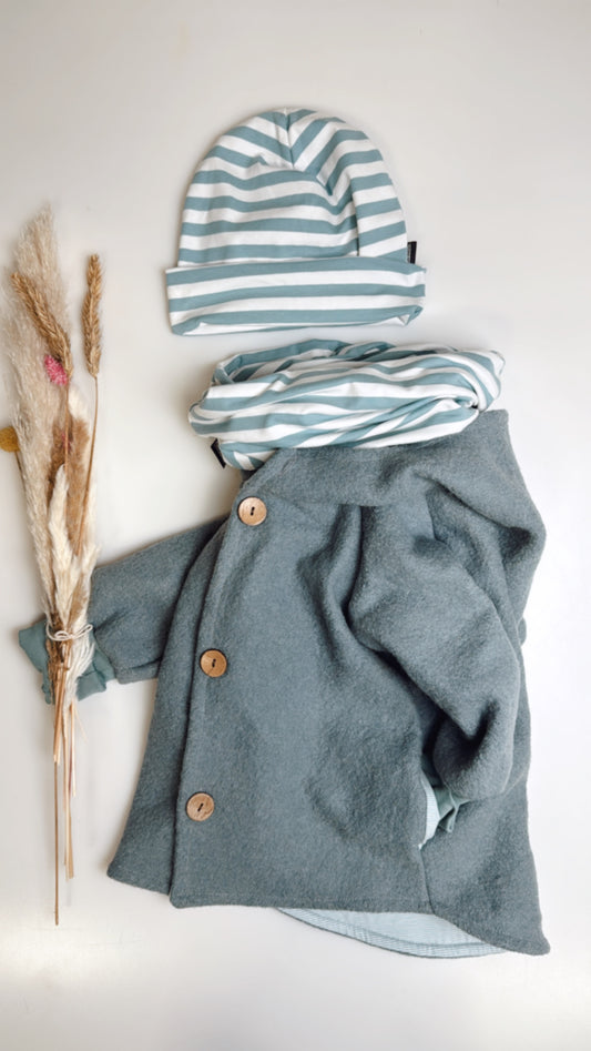 Kinder-Wolljacke – 100% Schurwolle, gefüttert mit Baumwolljersey – Meer