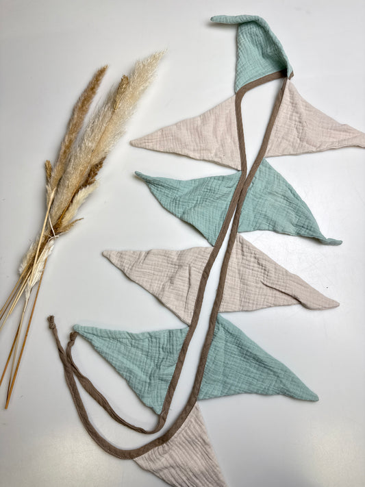 (Wimpelkette Sand/mint Musselin