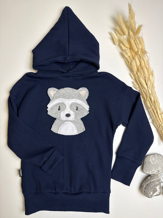 Navy WaffelHoodie mit Waschbär Gr. 110/116