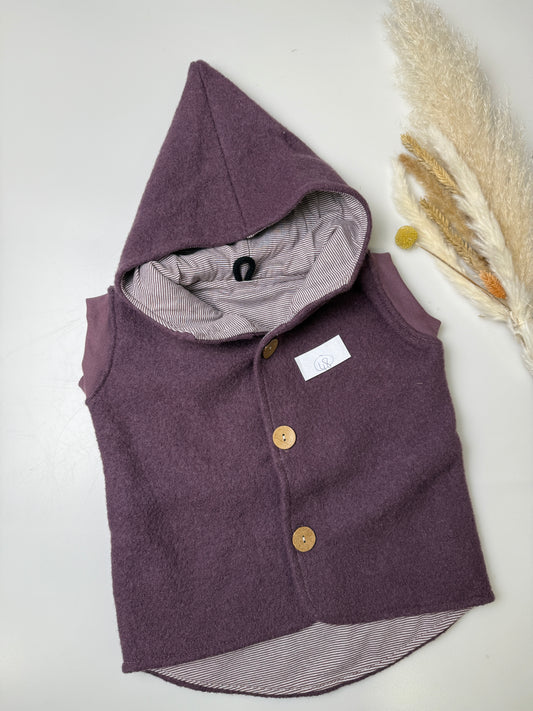 48 Wollwalk-Weste - Aubergine (Feinringel)