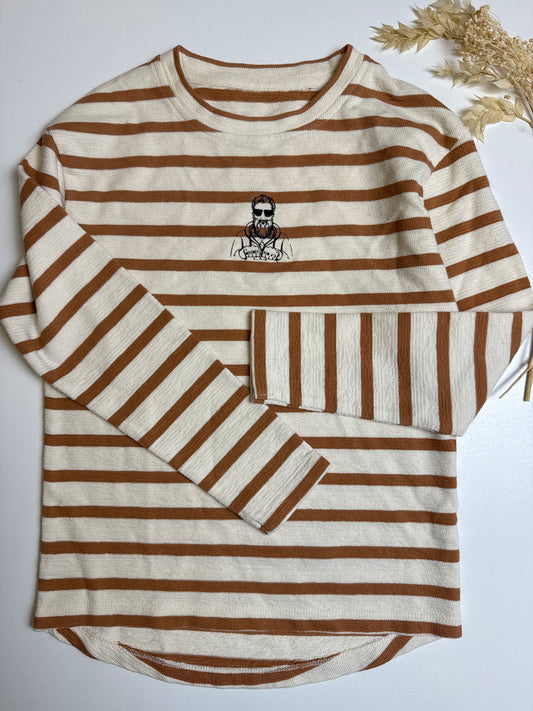 Langarmshirt cognac Streifen - Gr 110/116