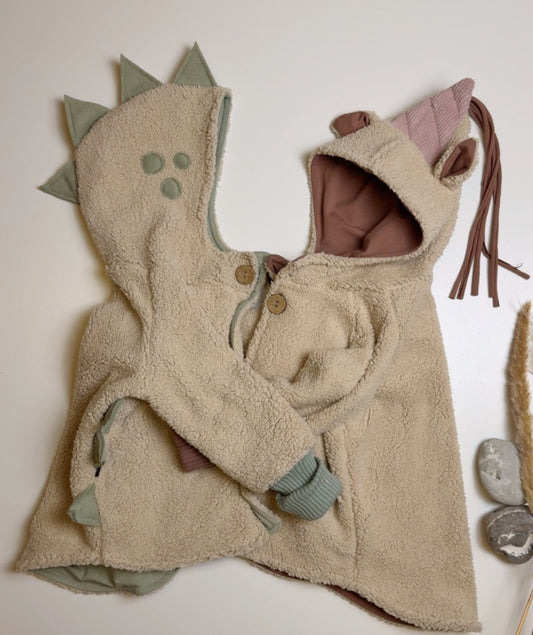 🦖🦄 Teddy-Jacke „Baby Dino & Baby Einhorn“