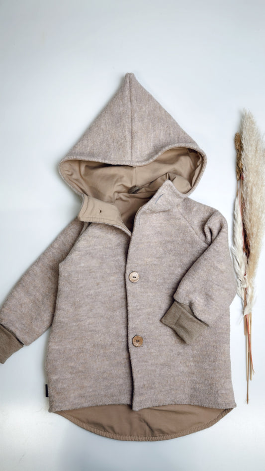 Kinder-Wolljacke – 100% Schurwolle- Sand meliert