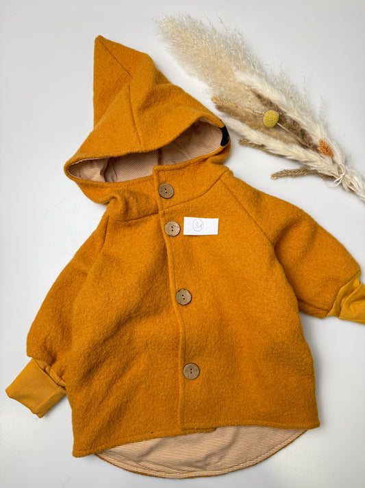 31 Wollwalk-Jacke - Senf (Fein-Ringel)