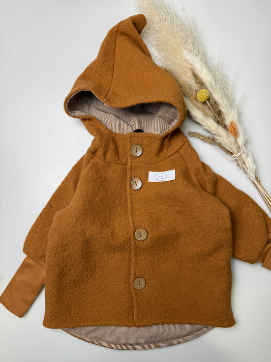 25 Wollwalk-Jacke - Okker (Fein-Ringel)