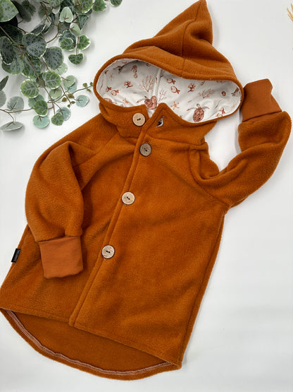 Fleece Jacke - Cognac "Schildkröten"