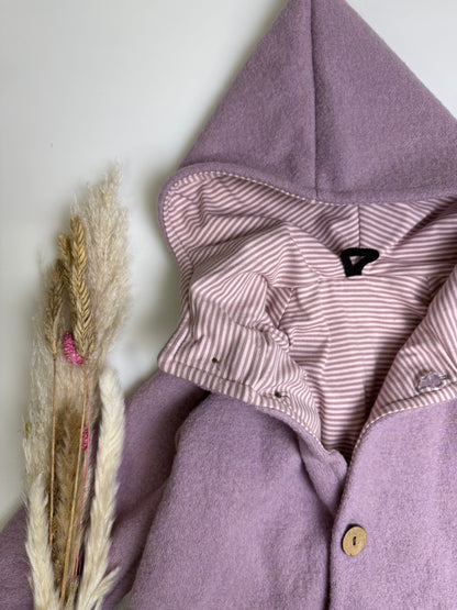 Wollwalk-Overall mit Kapuze – Altrosa