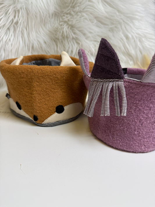 🦊 Kinder Stirnband aus Wollwalk mit Fuchs & Einhorn