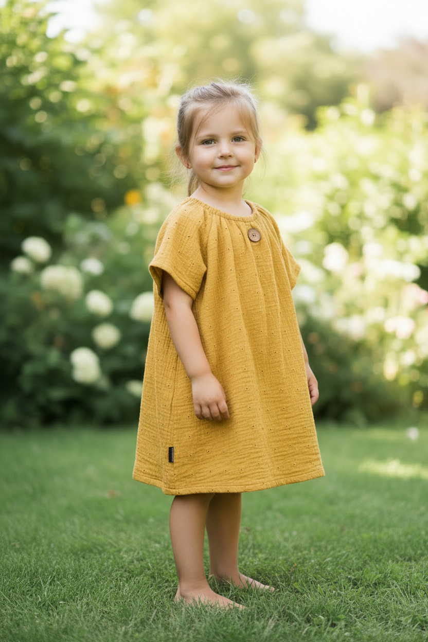 Musselin Tunika Senf - Gr. 86/92