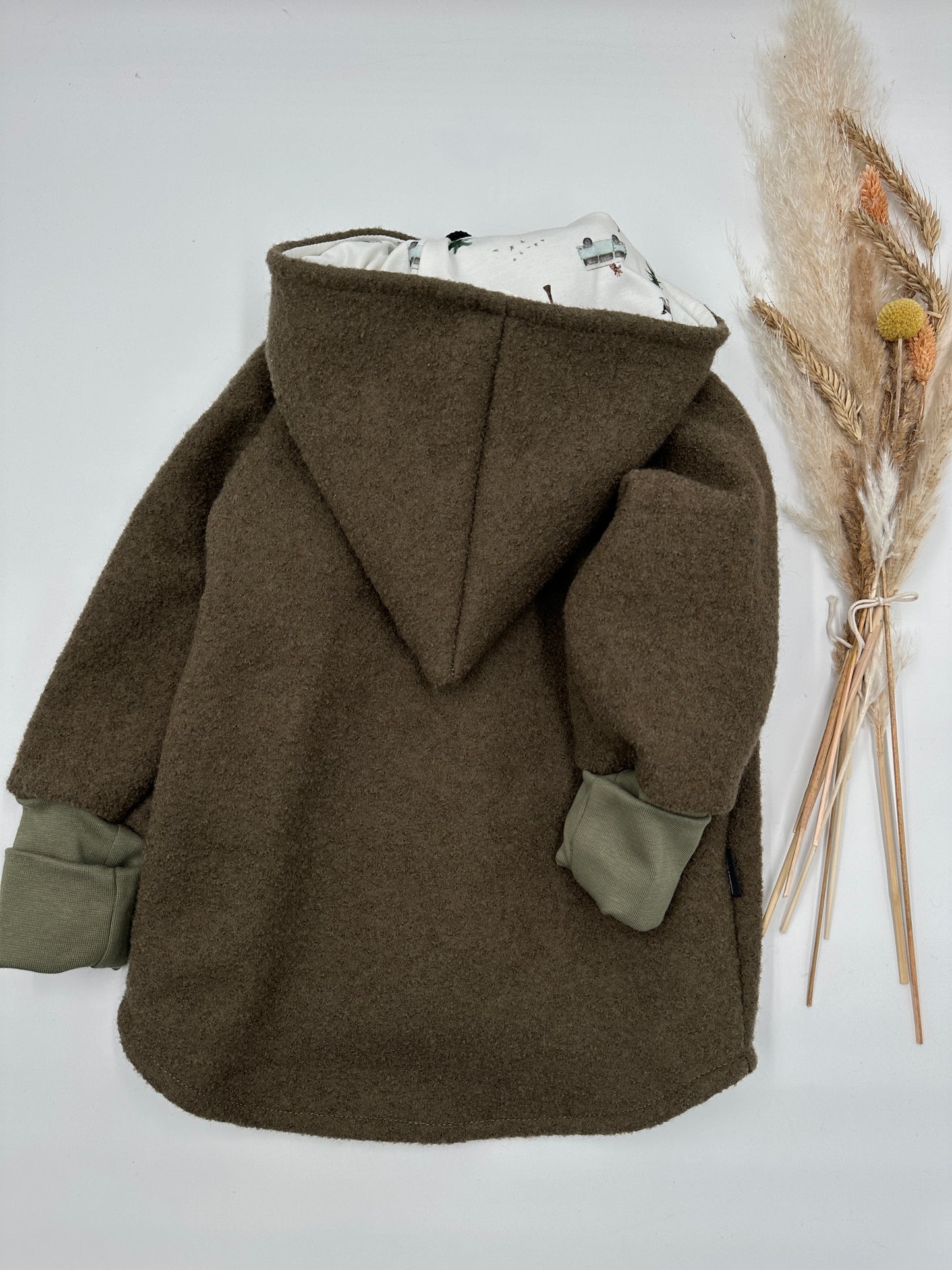 Wollwalk-Jacke - Olive, "Safari"