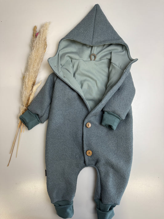 Wollwalk-Overall mit Kapuze – Meer