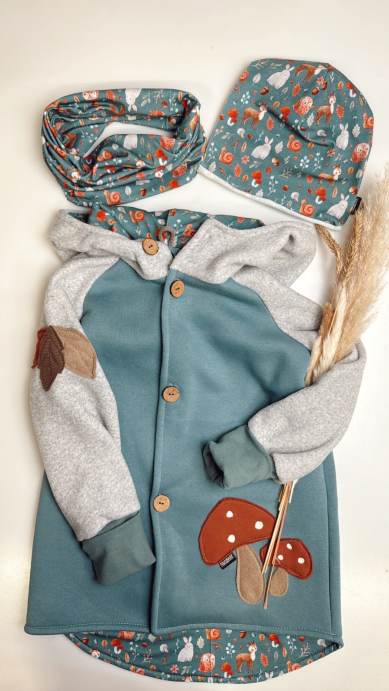 Waldzauber-Set Jade– Leichte Beanie & Loop im Herbst-Design