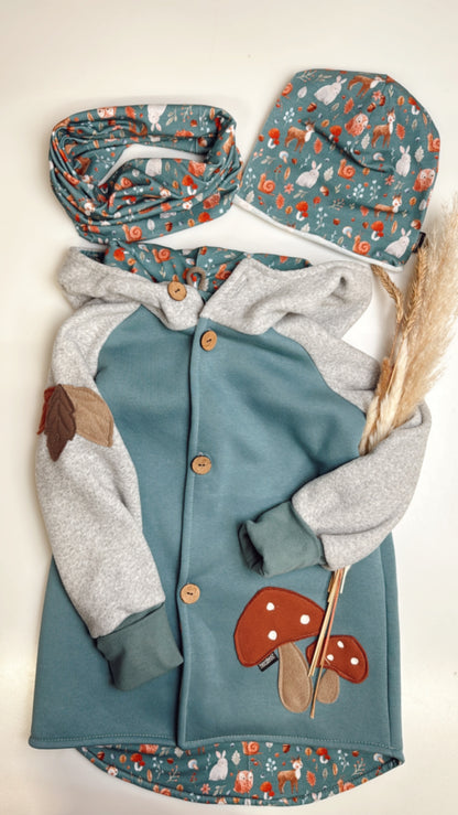 Waldzauber-Set Jade– Leichte Beanie & Loop im Herbst-Design
