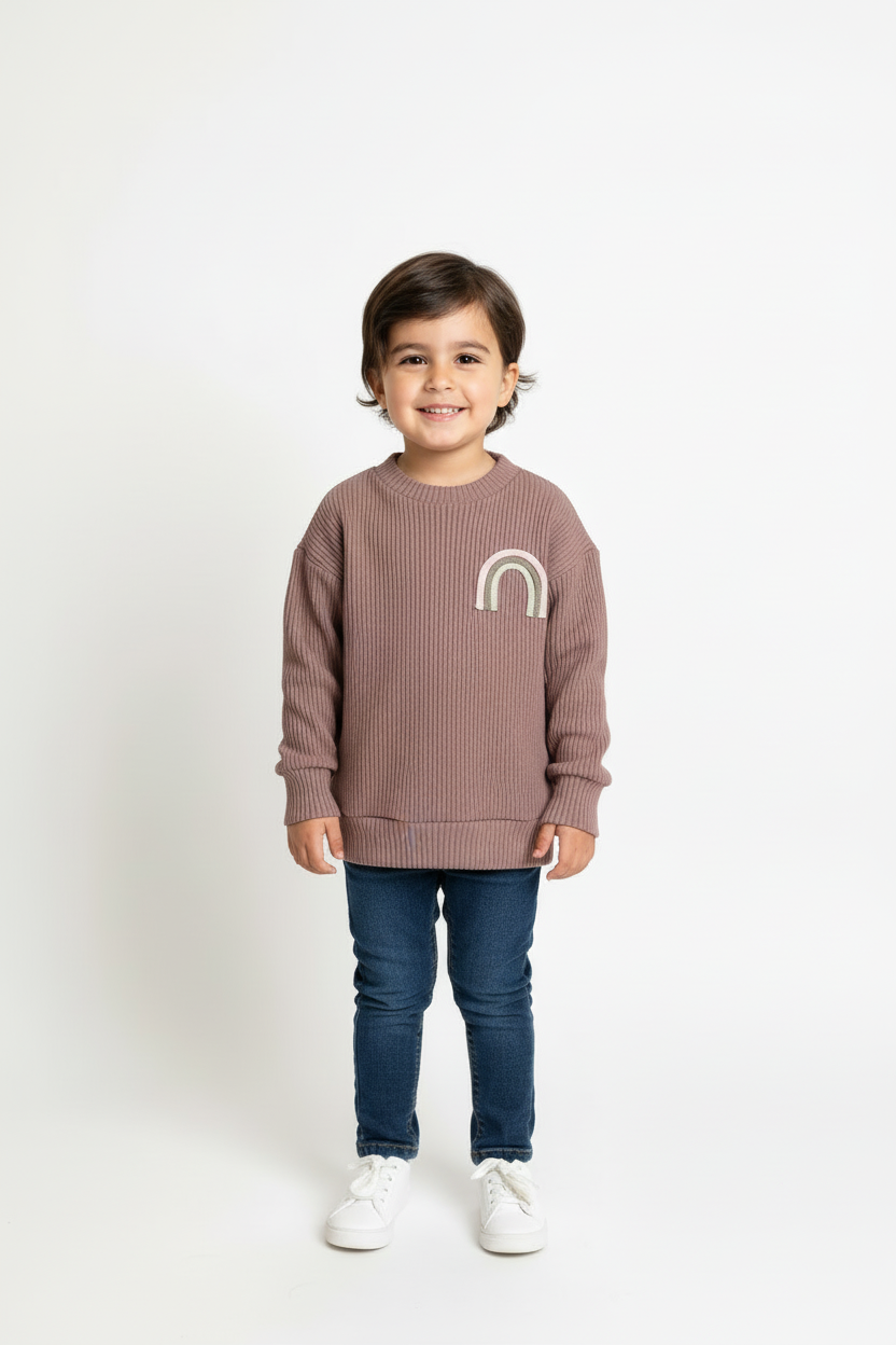 Strick Shirt - rosa - Regenbogen Gr. 92/98