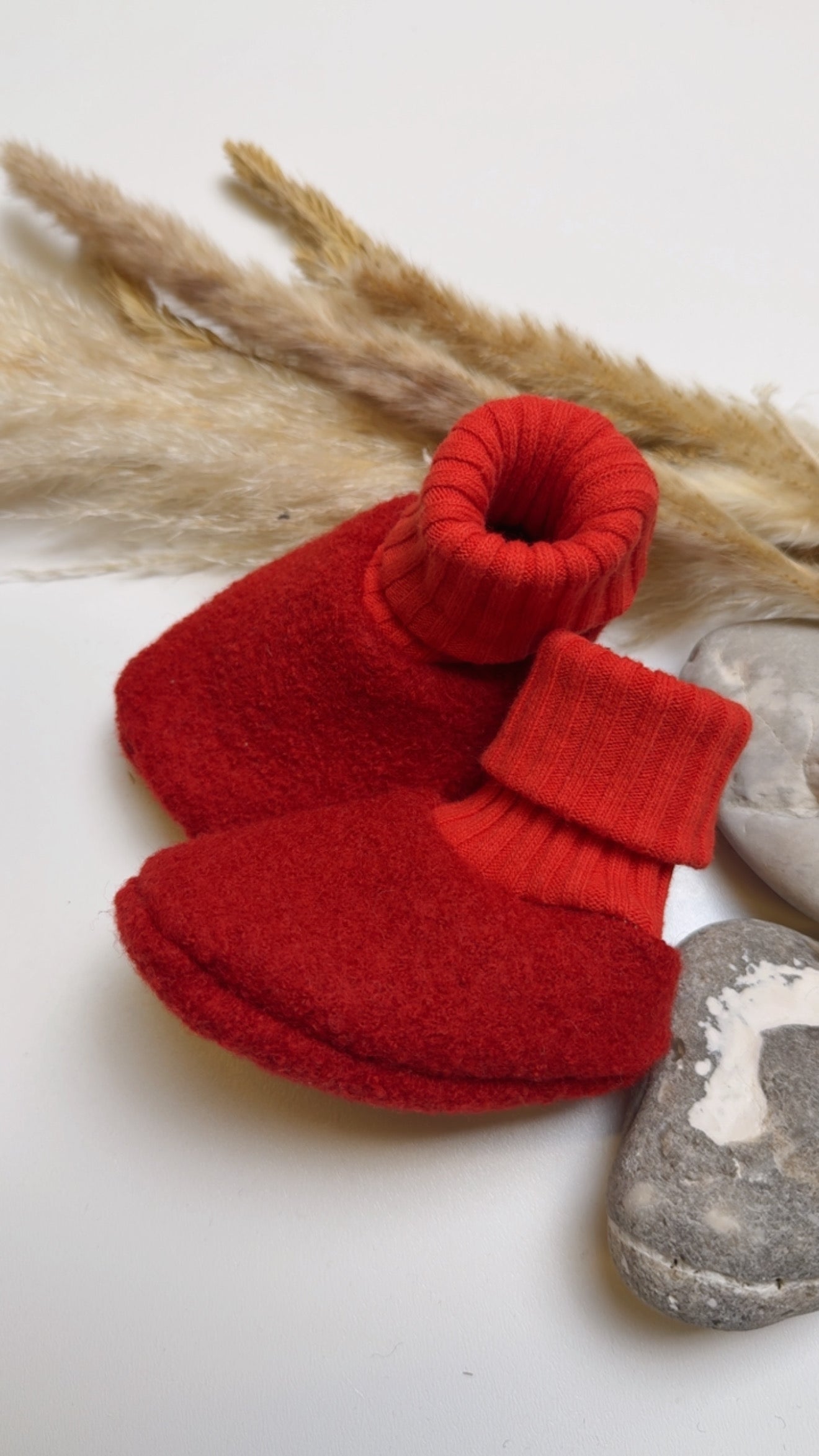 🤍 Wollpuschen für Babys – mitwachsend - Rot