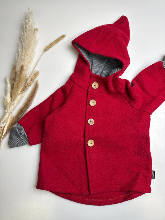 Ungefütterte Walkjacke - Gr. 3 - 74/80 rot