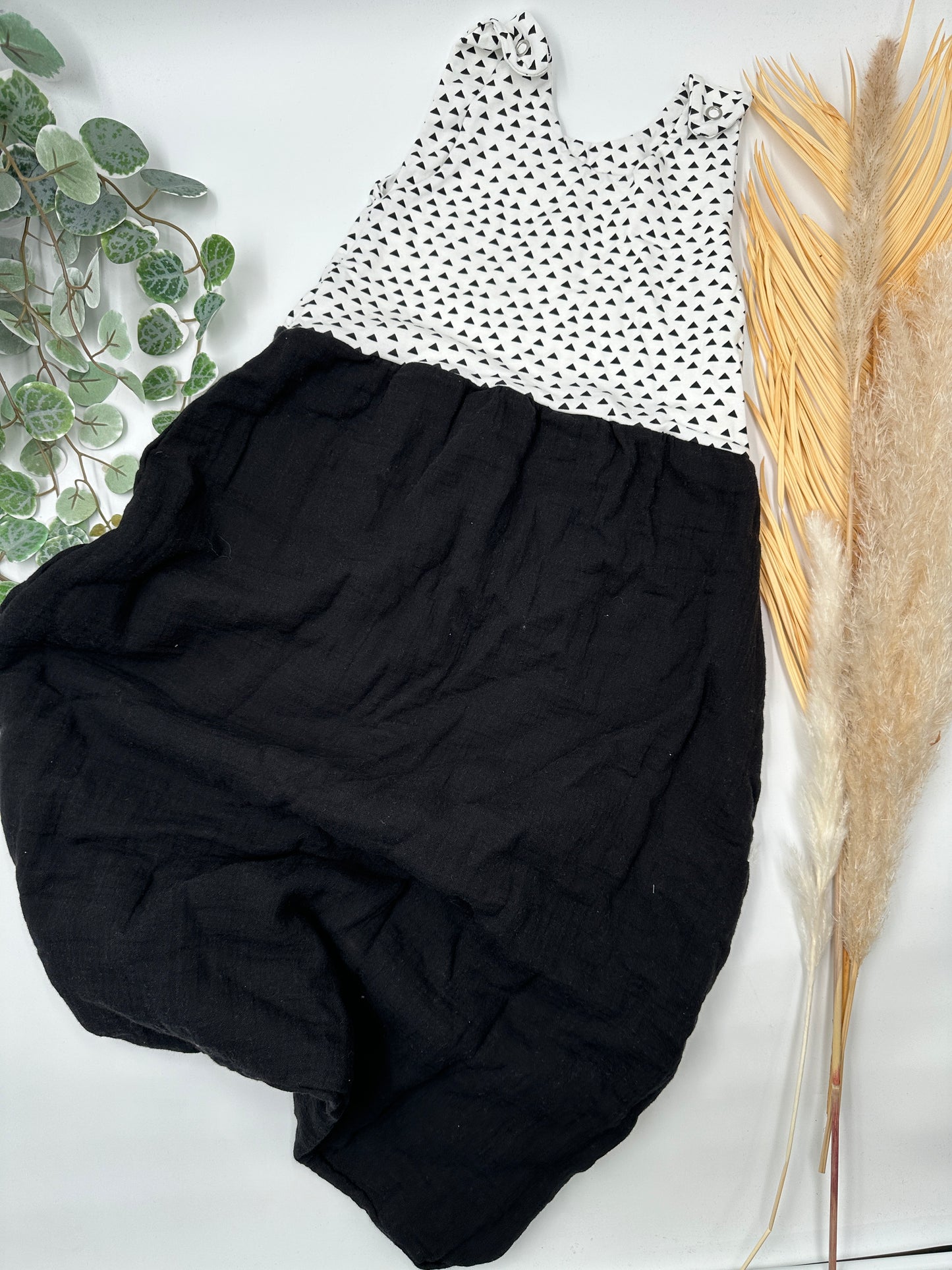 Musselin-Schlafsack - schwarz/weiße Dreiecke (60cm, 80cm)