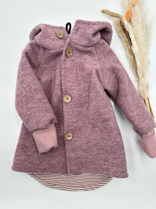 Wollwalk-Jacke - Rosa meliert, Ringel-Jersey