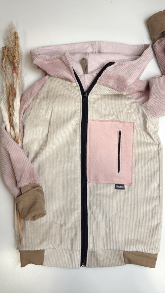 🩷 Cordjacke mit Kapuze – Naturtöne im Mix & Match rosa