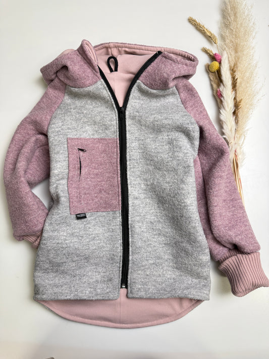 Coolste Wollwalk-Jacke - Stein/altrosa