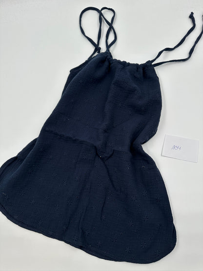 Musselinkleid Blümchen Navy (104)